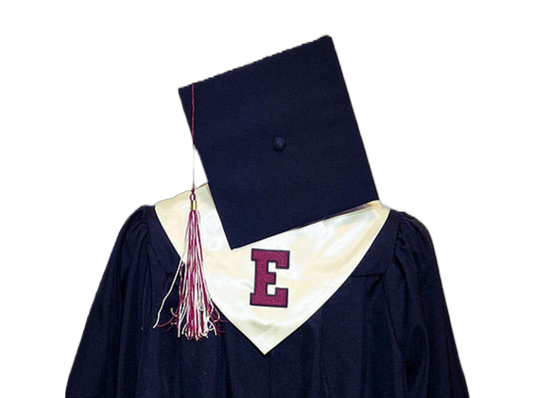 Official Elliott County High School Official Cap, Gown, Hood and Tassel combo.