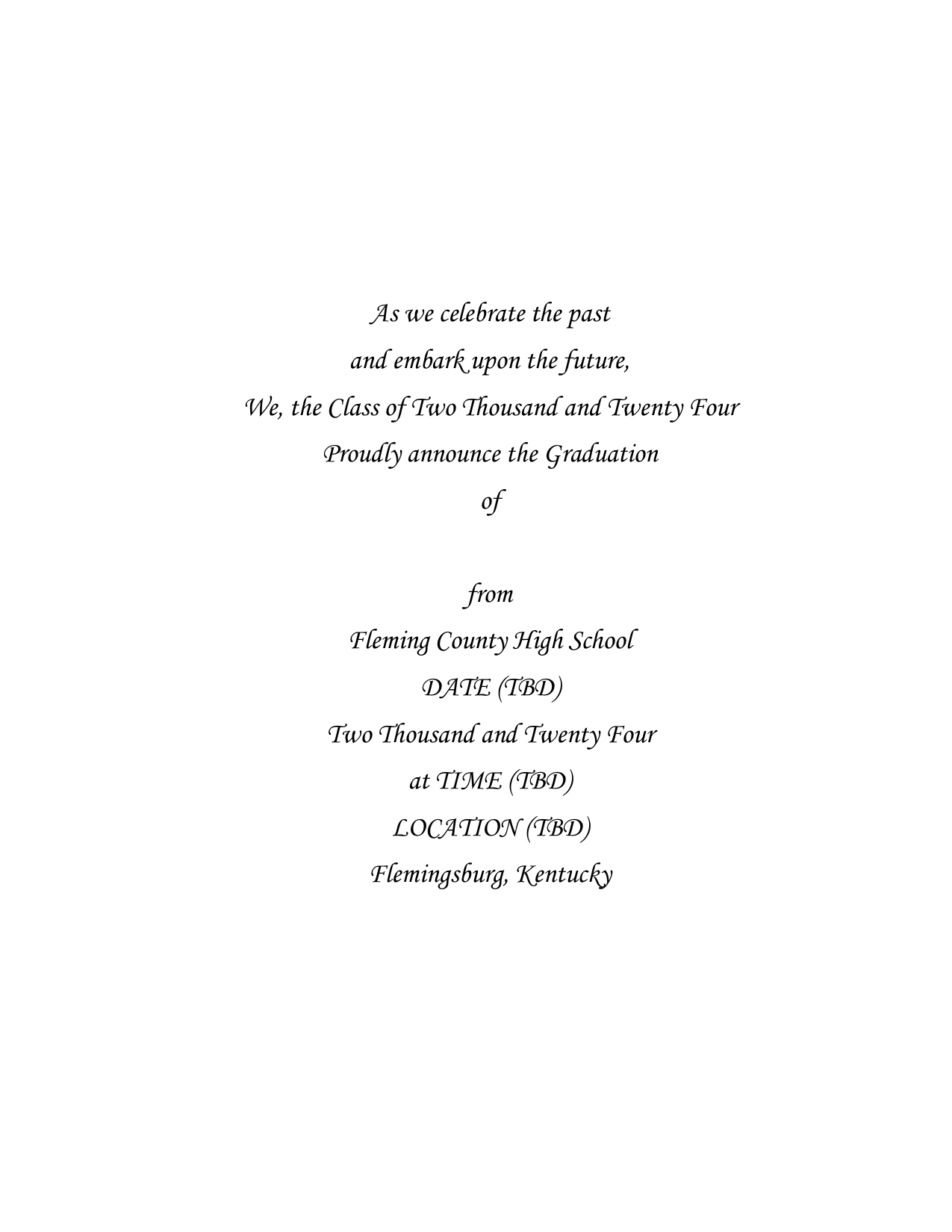 Personalized Fleming County High School Graduation Announcement Packages