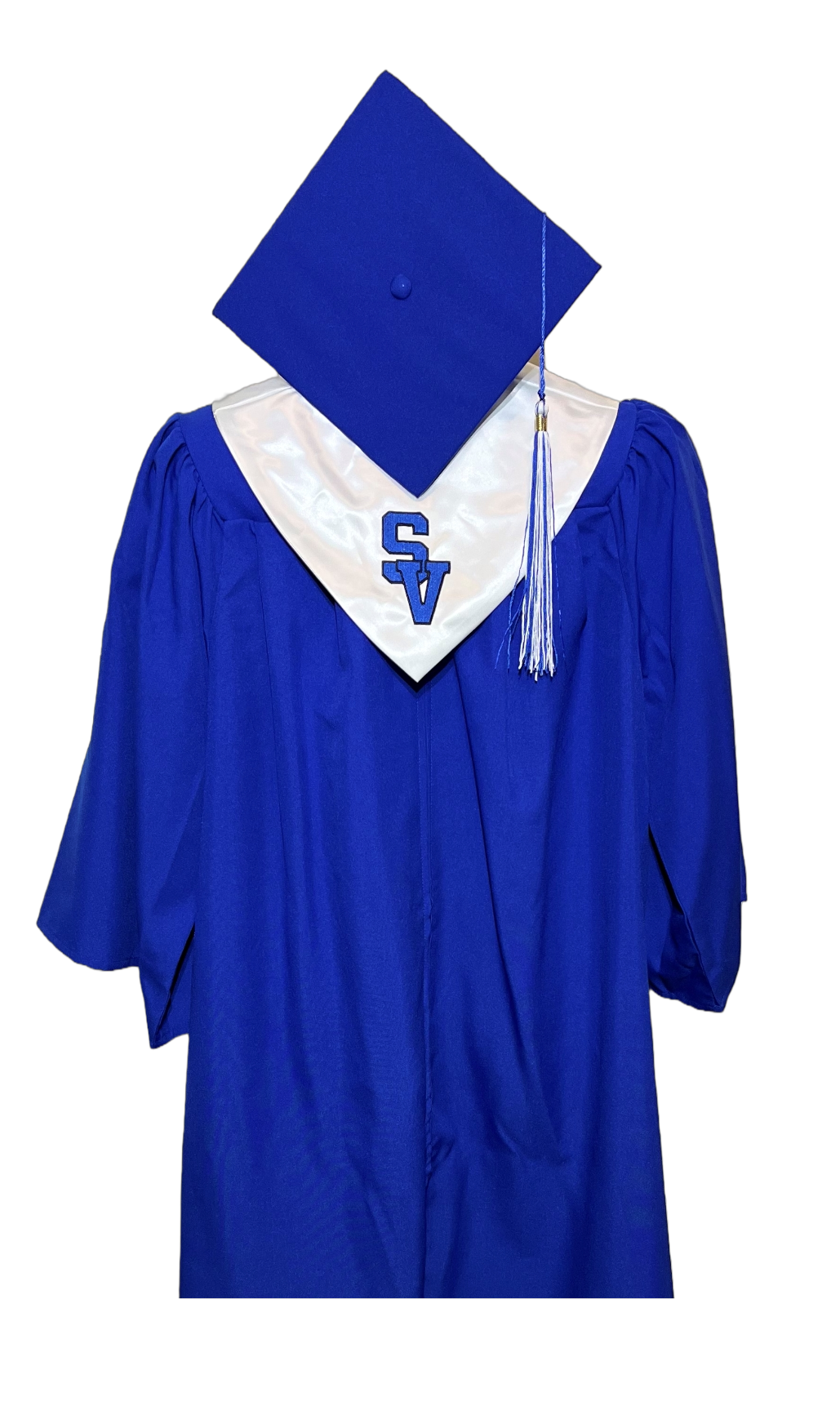 Official Shelby Valley High School Cap, Gown, Hood and Tassel combo.