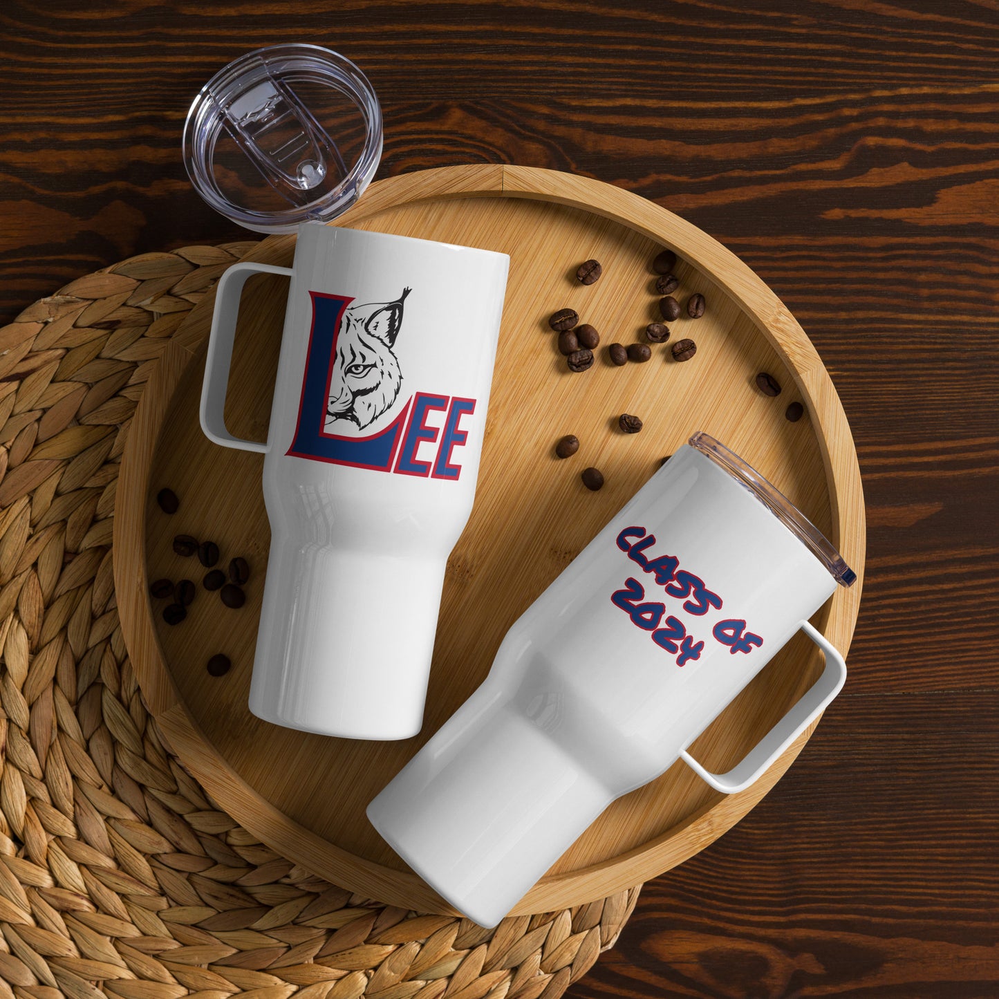 Personalized Travel mug with a handle - Lee County High School