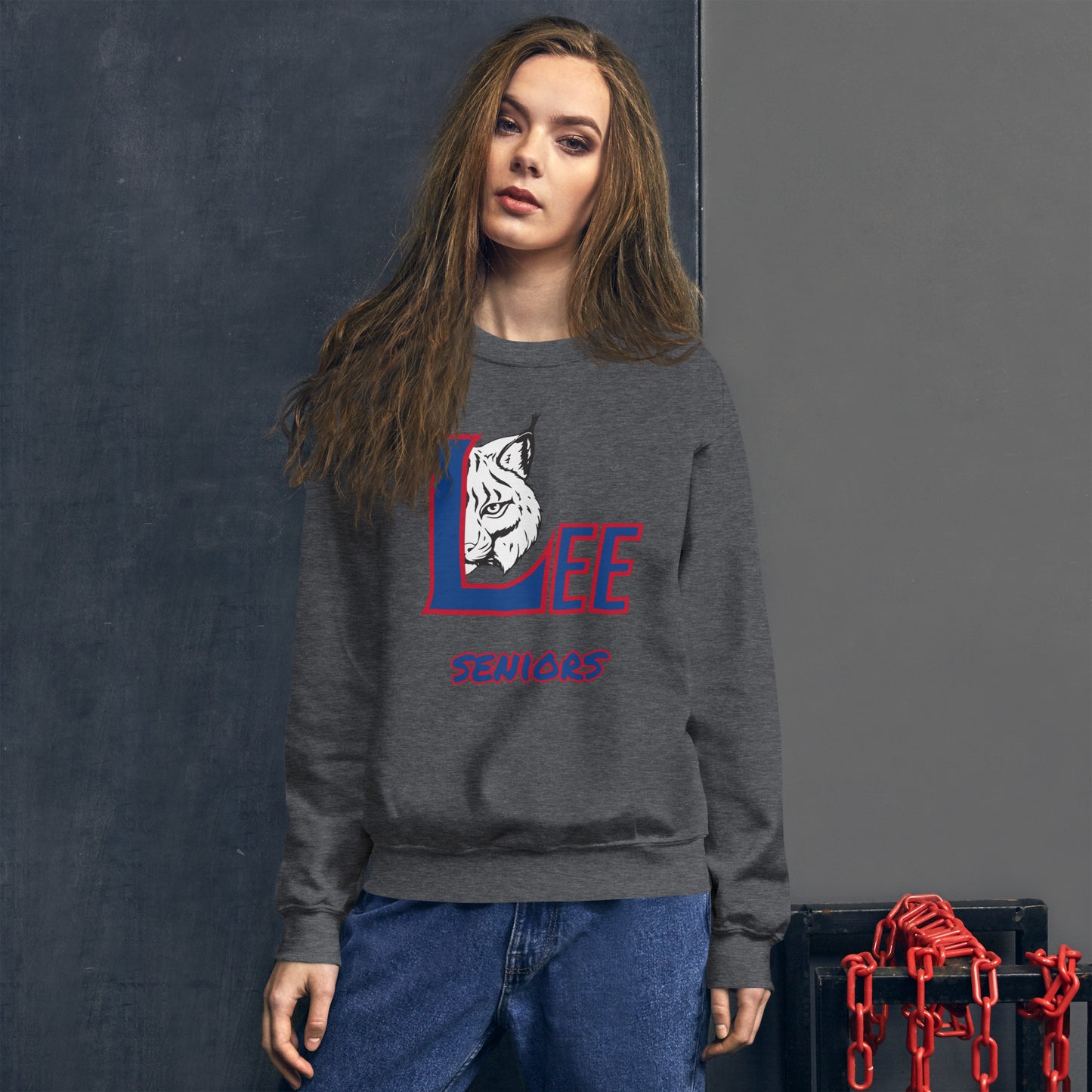 Personalized Crewneck Sweatshirt - Lee County High School - Big Logo