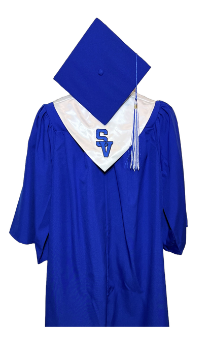 Official Shelby Valley High School Cap, Gown, Hood and Tassel combo.
