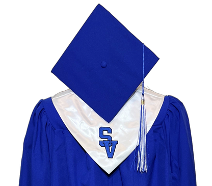 Official Shelby Valley High School Cap, Gown, Hood and Tassel combo.