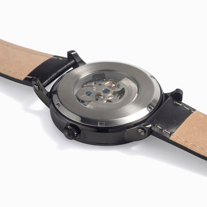 "The Rupp - Black" - The Committee of 101 Leather Strap Automatic Watch