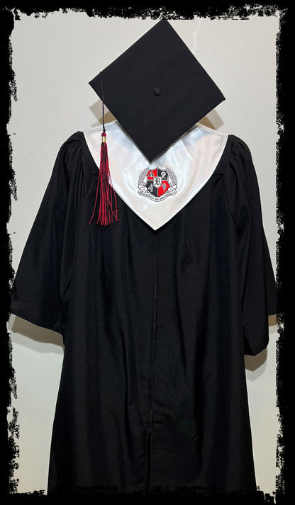 Official Robertson County School Cap, Gown, Hood and Tassel combo.