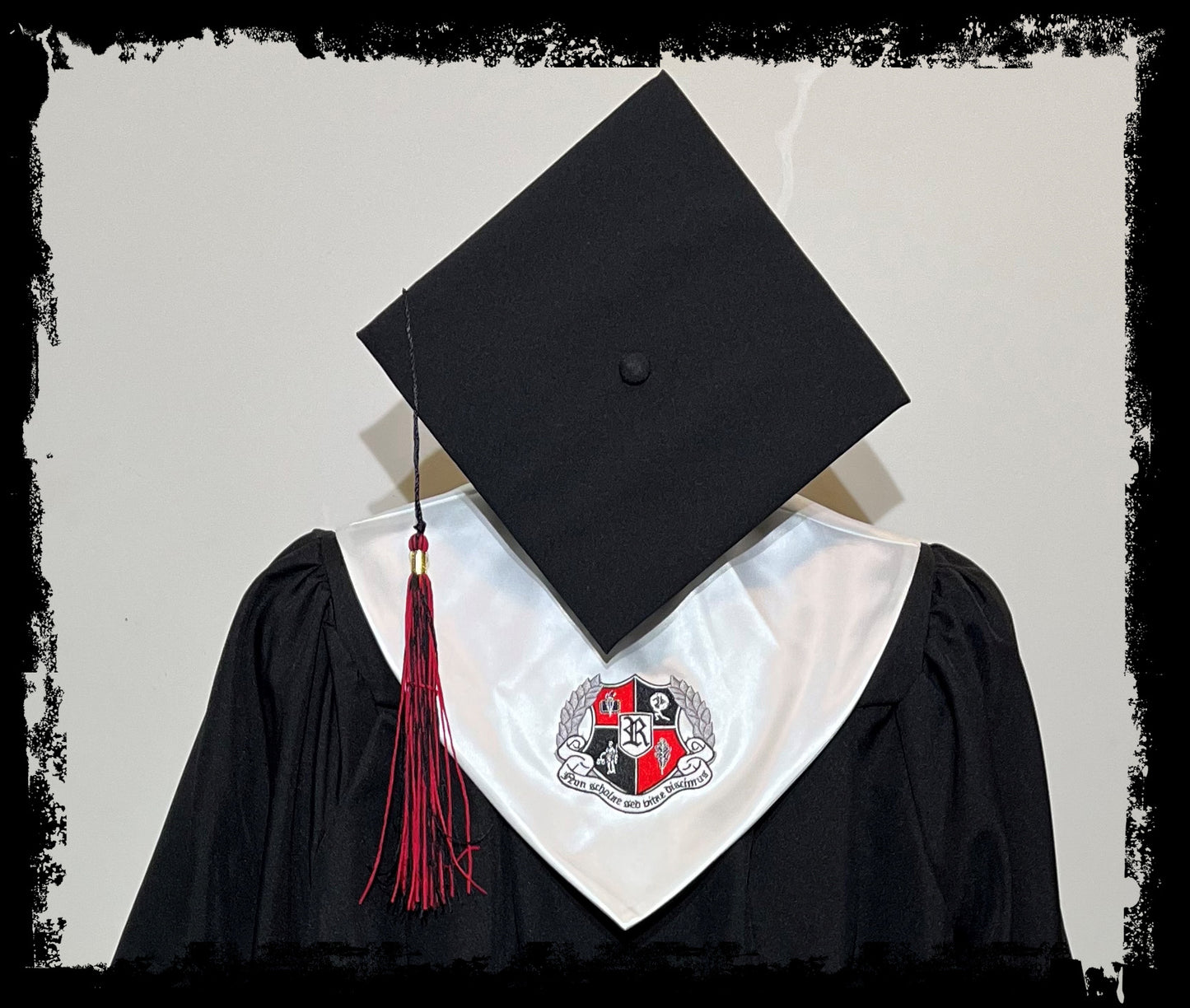 Official Robertson County School Cap, Gown, Hood and Tassel combo.